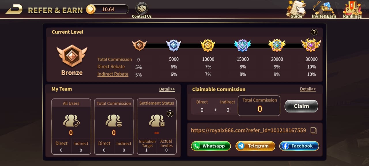 Royal X Casino Refer and Earn Commission program 