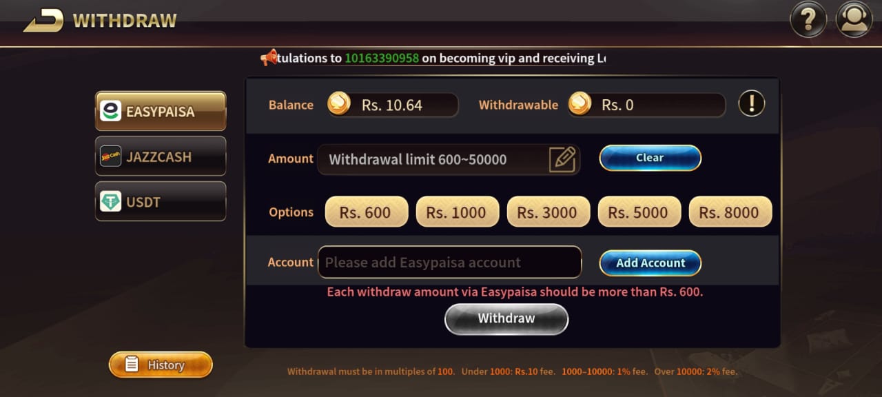 Royal X Casino Withdrawal method using 3 options. 